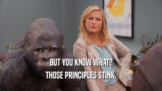 BUT YOU KNOW WHAT? THOSE PRINCIPLES STINK. 