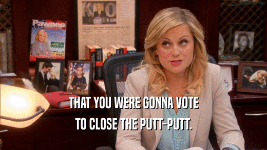 THAT YOU WERE GONNA VOTE TO CLOSE THE PUTT-PUTT. 