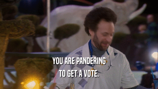 YOU ARE PANDERING
 TO GET A VOTE.
 