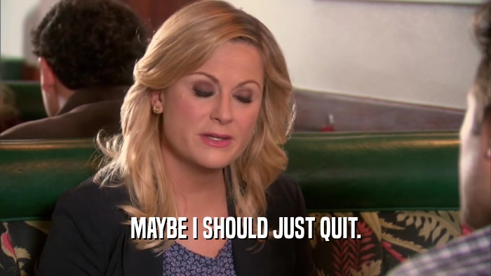 MAYBE I SHOULD JUST QUIT.  