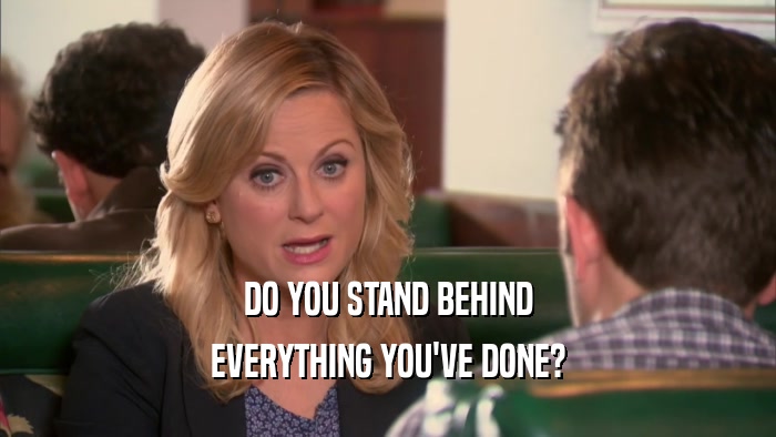 DO YOU STAND BEHIND EVERYTHING YOU'VE DONE? 