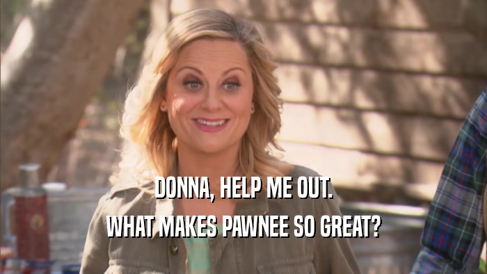 DONNA, HELP ME OUT. WHAT MAKES PAWNEE SO GREAT? 