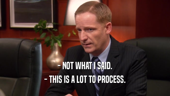 - NOT WHAT I SAID. - THIS IS A LOT TO PROCESS. 