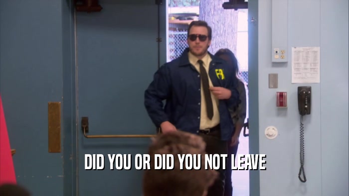 DID YOU OR DID YOU NOT LEAVE  