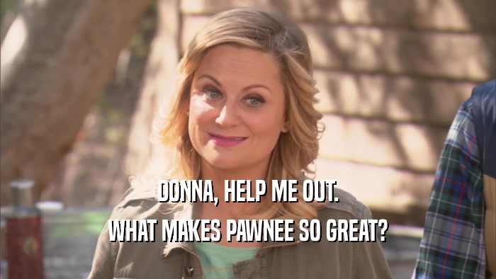 DONNA, HELP ME OUT. WHAT MAKES PAWNEE SO GREAT? 