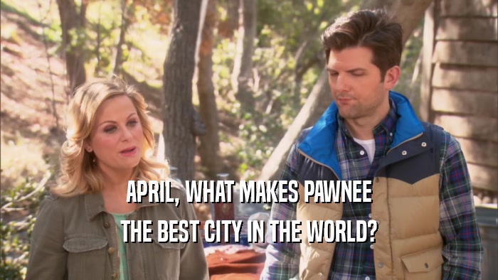 APRIL, WHAT MAKES PAWNEE THE BEST CITY IN THE WORLD? 