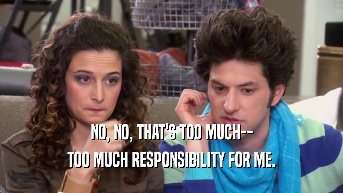 NO, NO, THAT'S TOO MUCH-- TOO MUCH RESPONSIBILITY FOR ME. 