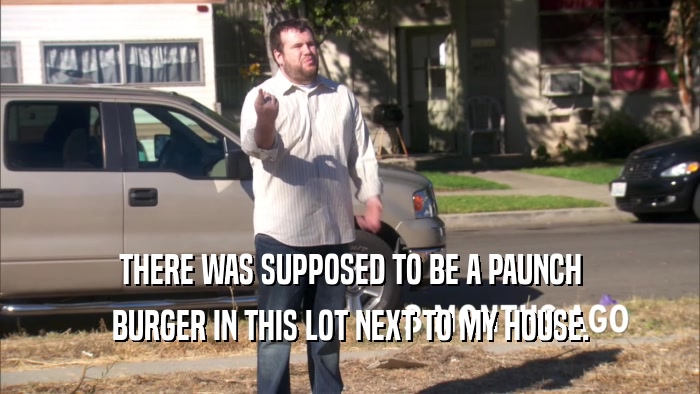 THERE WAS SUPPOSED TO BE A PAUNCH BURGER IN THIS LOT NEXT TO MY HOUSE. 