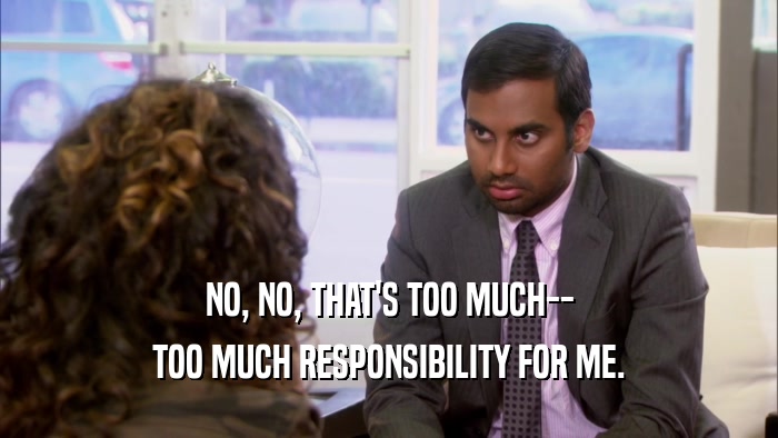 NO, NO, THAT'S TOO MUCH-- TOO MUCH RESPONSIBILITY FOR ME. 