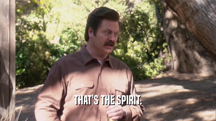 THAT'S THE SPIRIT.  