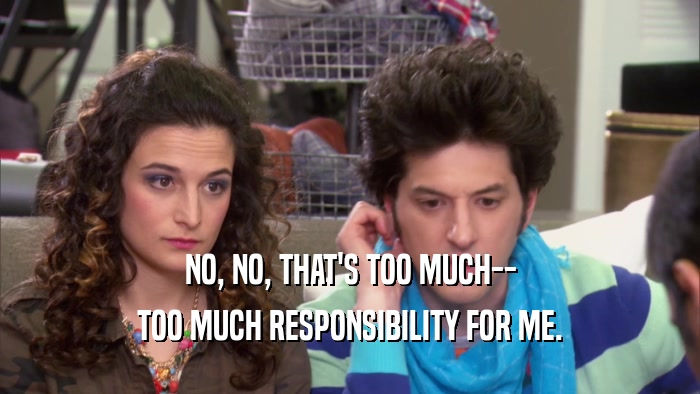NO, NO, THAT'S TOO MUCH-- TOO MUCH RESPONSIBILITY FOR ME. 