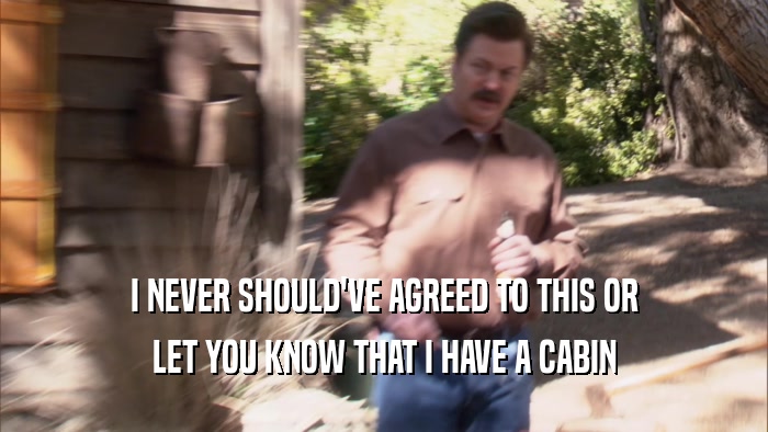 I NEVER SHOULD'VE AGREED TO THIS OR LET YOU KNOW THAT I HAVE A CABIN 