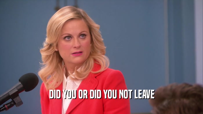 DID YOU OR DID YOU NOT LEAVE  