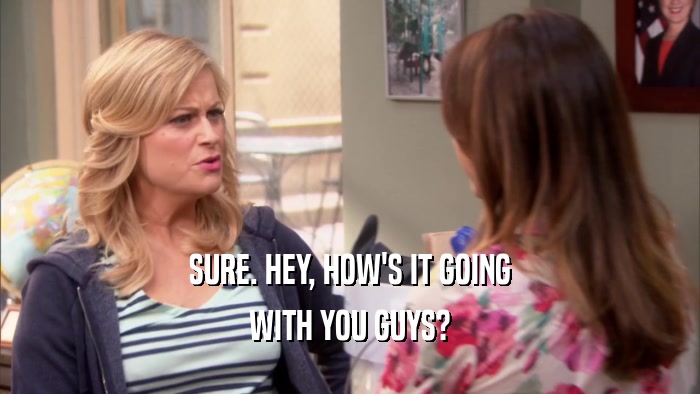 SURE. HEY, HOW'S IT GOING WITH YOU GUYS? 