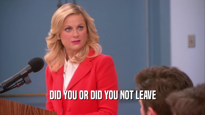 DID YOU OR DID YOU NOT LEAVE  