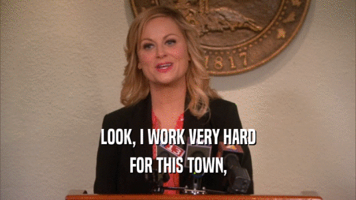 LOOK, I WORK VERY HARD FOR THIS TOWN, 