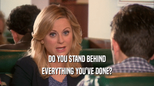 DO YOU STAND BEHIND EVERYTHING YOU'VE DONE? 
