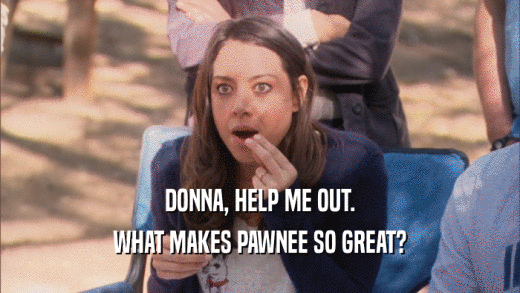 DONNA, HELP ME OUT. WHAT MAKES PAWNEE SO GREAT? 