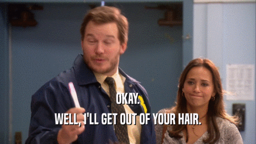 OKAY. WELL, I'LL GET OUT OF YOUR HAIR. 