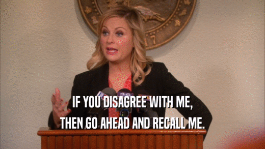 IF YOU DISAGREE WITH ME, THEN GO AHEAD AND RECALL ME. 