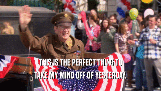 THIS IS THE PERFECT THING TO TAKE MY MIND OFF OF YESTERDAY. 