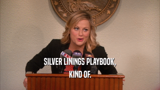 SILVER LININGS PLAYBOOK, KIND OF. 