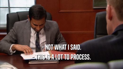 - NOT WHAT I SAID. - THIS IS A LOT TO PROCESS. 