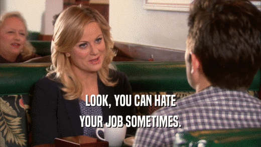LOOK, YOU CAN HATE YOUR JOB SOMETIMES. 