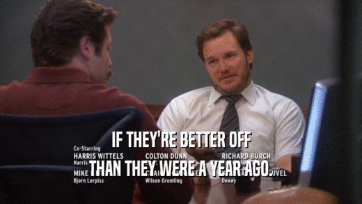 IF THEY'RE BETTER OFF THAN THEY WERE A YEAR AGO. 