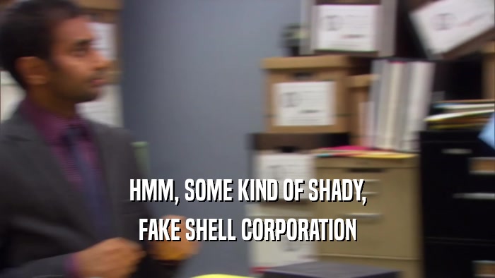 HMM, SOME KIND OF SHADY, FAKE SHELL CORPORATION 