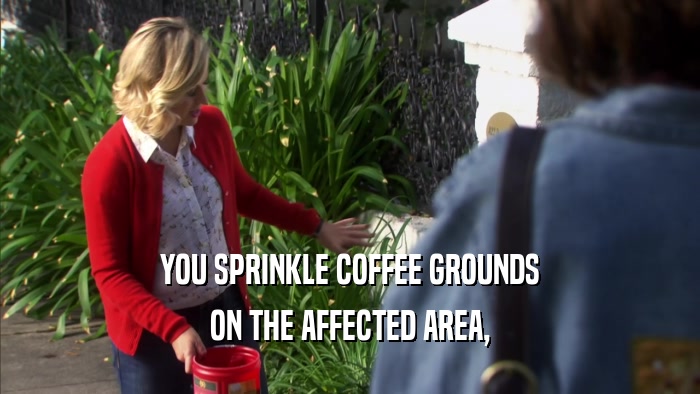 YOU SPRINKLE COFFEE GROUNDS ON THE AFFECTED AREA, 