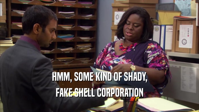 HMM, SOME KIND OF SHADY, FAKE SHELL CORPORATION 