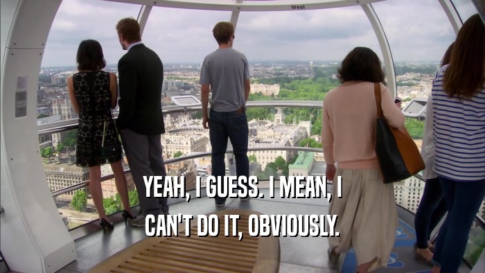 YEAH, I GUESS. I MEAN, I CAN'T DO IT, OBVIOUSLY. 