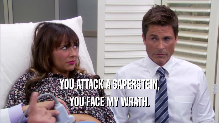 YOU ATTACK A SAPERSTEIN, YOU FACE MY WRATH. 