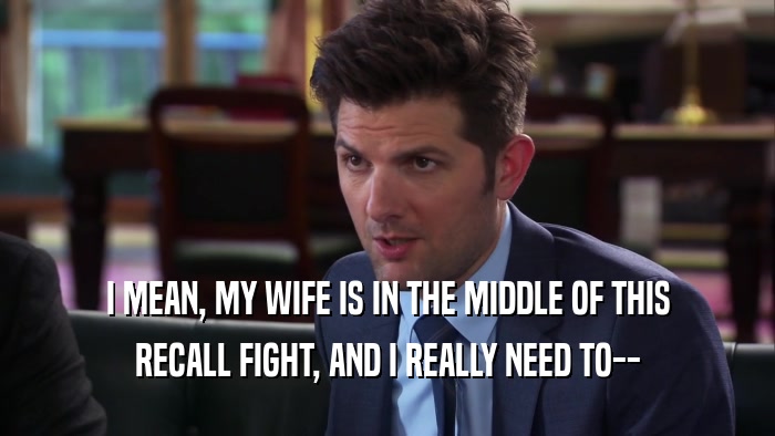 I MEAN, MY WIFE IS IN THE MIDDLE OF THIS RECALL FIGHT, AND I REALLY NEED TO-- 