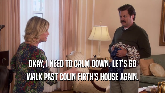OKAY, I NEED TO CALM DOWN. LET'S GO WALK PAST COLIN FIRTH'S HOUSE AGAIN. 