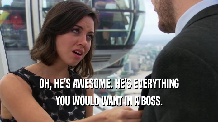 OH, HE'S AWESOME. HE'S EVERYTHING YOU WOULD WANT IN A BOSS. 