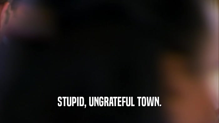 STUPID, UNGRATEFUL TOWN.  