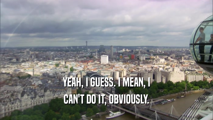 YEAH, I GUESS. I MEAN, I CAN'T DO IT, OBVIOUSLY. 
