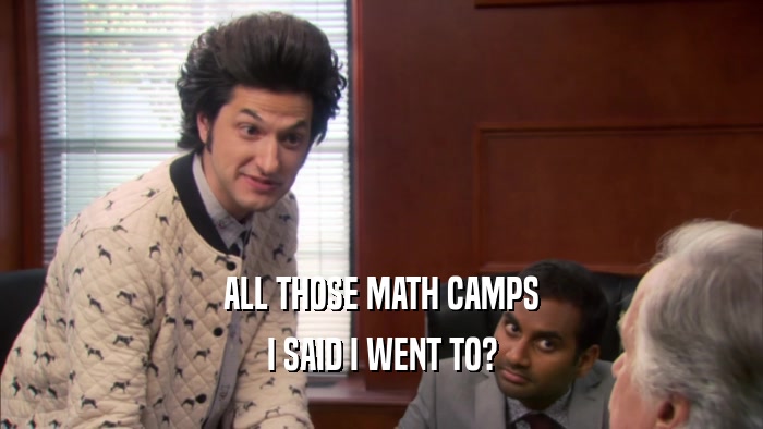 ALL THOSE MATH CAMPS I SAID I WENT TO? 