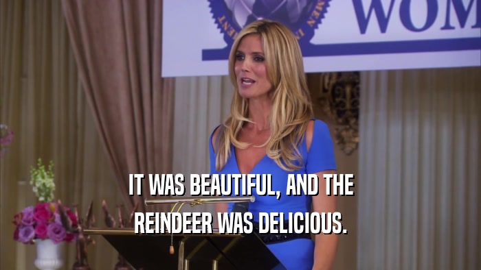 IT WAS BEAUTIFUL, AND THE REINDEER WAS DELICIOUS. 