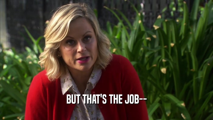 BUT THAT'S THE JOB--  