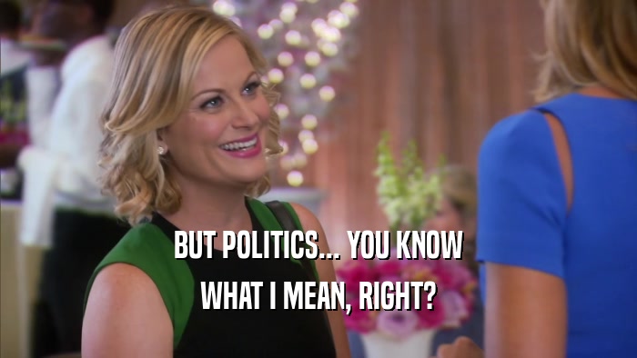 BUT POLITICS... YOU KNOW WHAT I MEAN, RIGHT? 