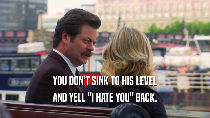 YOU DON'T SINK TO HIS LEVEL AND YELL 