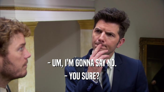 - UM, I'M GONNA SAY NO. - YOU SURE? 