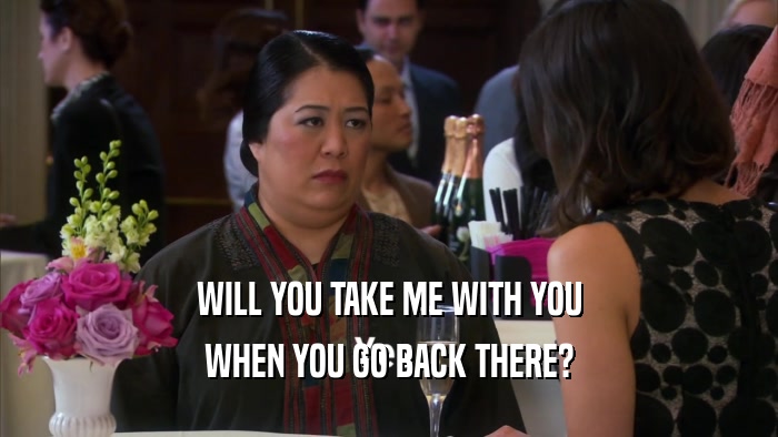 WILL YOU TAKE ME WITH YOU WHEN YOU GO BACK THERE? 
