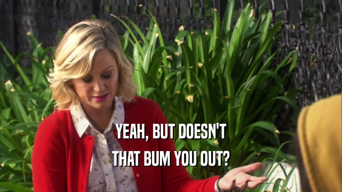 YEAH, BUT DOESN'T THAT BUM YOU OUT? 