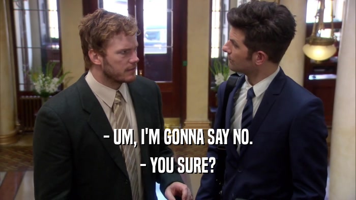 - UM, I'M GONNA SAY NO. - YOU SURE? 