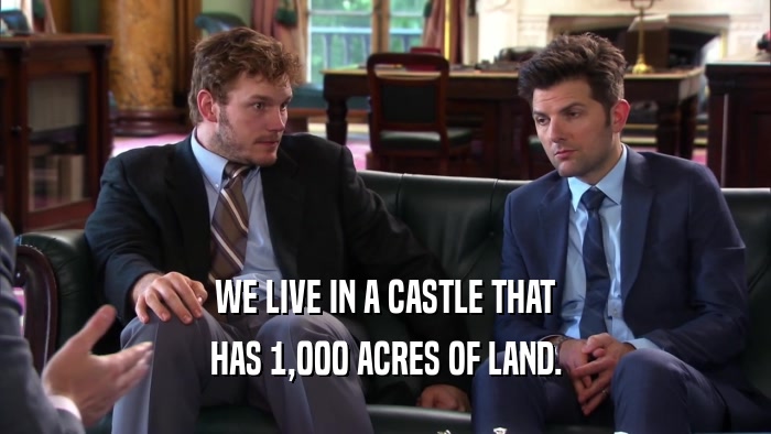 WE LIVE IN A CASTLE THAT HAS 1,000 ACRES OF LAND. 