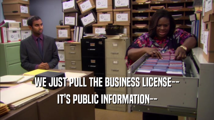 WE JUST PULL THE BUSINESS LICENSE-- IT'S PUBLIC INFORMATION-- 